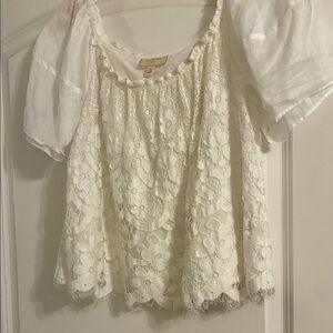 Moulinette Soeurs White Cropped Lace Blouse - M